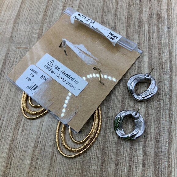 Monet Gold Silver Tone Dangling Circle BUNDLE Earrings - Picture 6 of 6